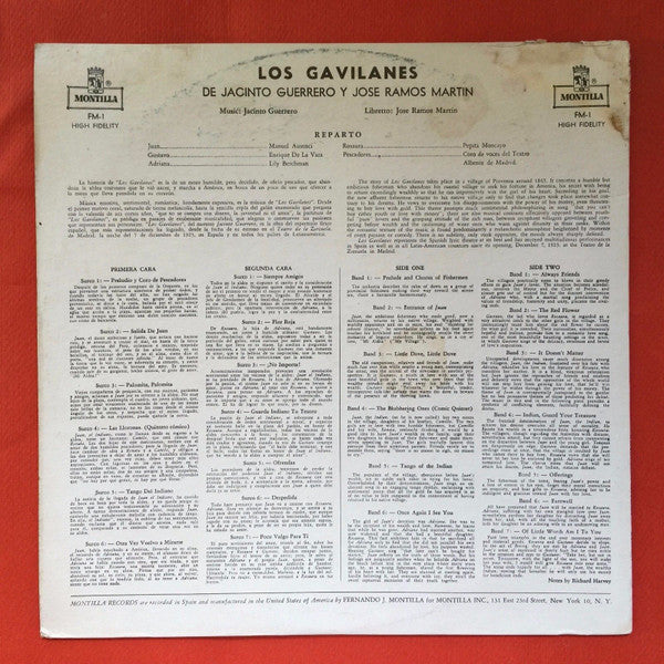 Jacinto Guerrero, José Ramos Martín : Los Gavilanes (LP, Album, Mono, Alt)