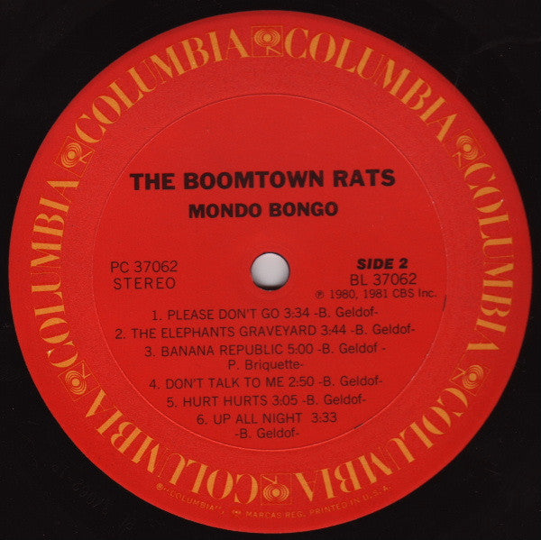 The Boomtown Rats : Mondo Bongo (LP, Album, RE)