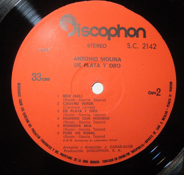 Antonio Molina (2) : De Plata Y Oro (LP, Album)