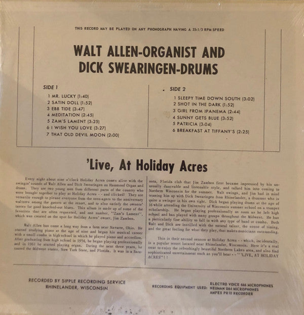 Walt And Dick : Live At Holiday Acres (LP, Album, Mono)