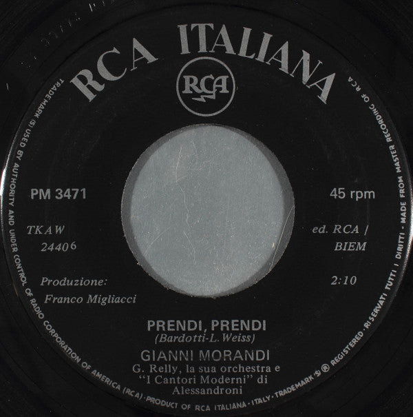 Gianni Morandi : Tu Che M'Hai Preso Il Cuor / Prendi, Prendi (7", Single)