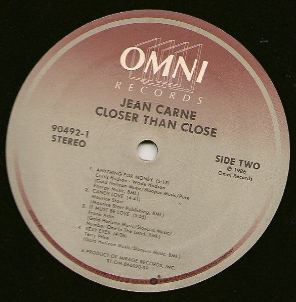Jean Carne* : Closer Than Close (LP, Album, SP )