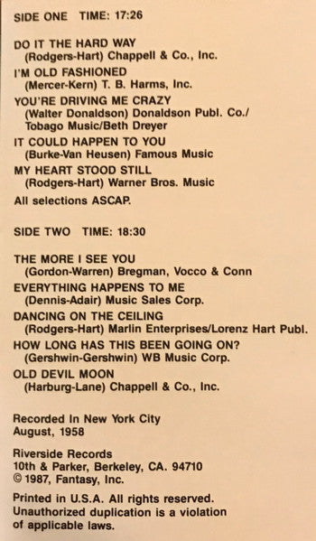 Chet Baker : It Could Happen To You - Chet Baker Sings (Cass, Album, RE, RM)