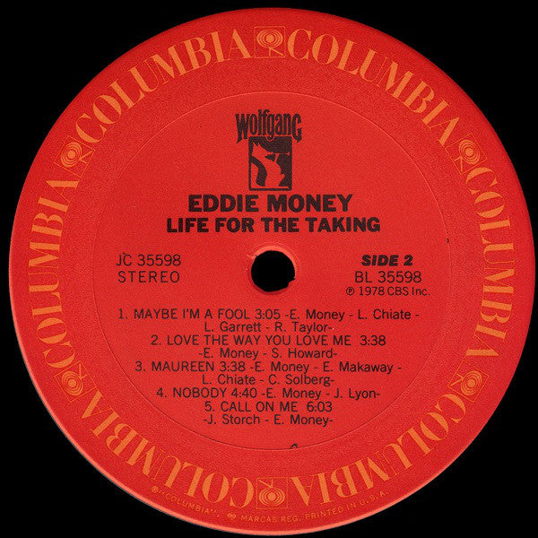 Eddie Money : Life For The Taking (LP, Album, )