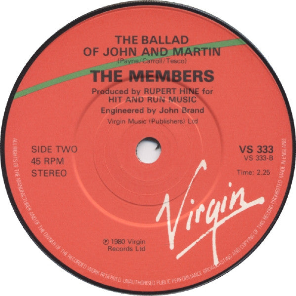 The Members : Romance (7", Single)