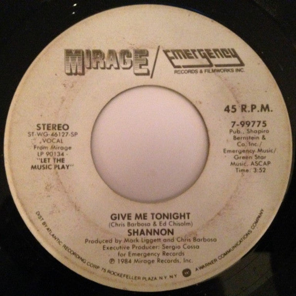 Shannon : Give Me Tonight (7", Single)