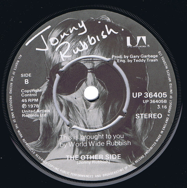 Jonny Rubbish : Living In NW3 4JR (Anarchy In The UK) (7", Single)