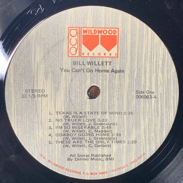 Bill Willett (2) : You Can't Go Home Again (LP, Album)