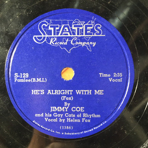Jimmy Coe and His Gay Cats Of Rhythm* : Raid On The After Hours Joint / He's Alright With Me (10")