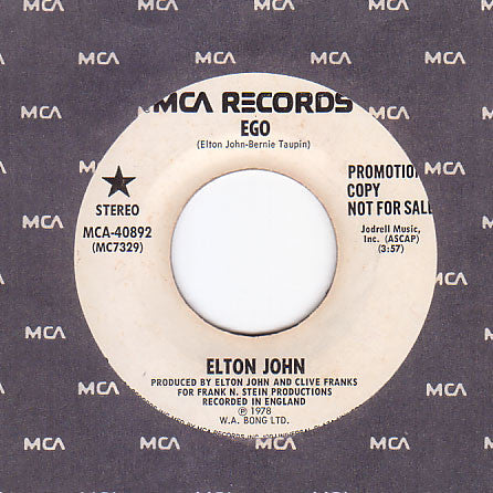 Elton John : Ego (7", Promo)