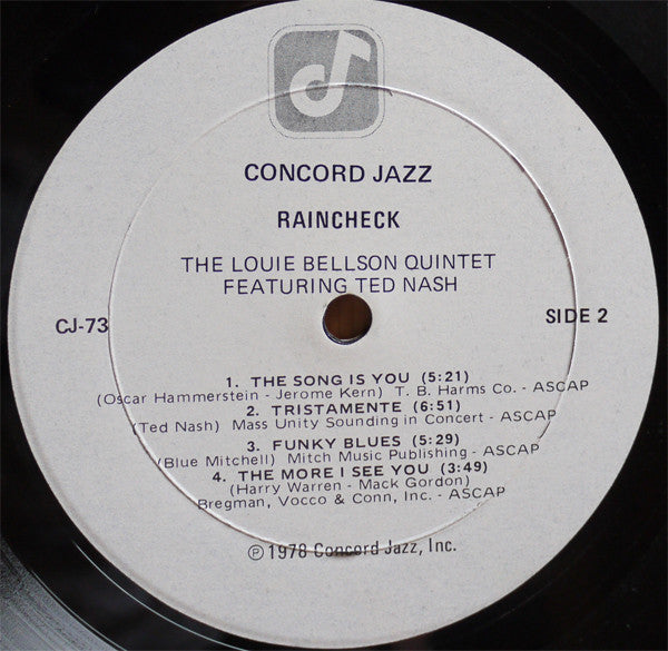 The Louie Bellson Quintet Featuring Ted Nash : Raincheck (LP, Album)