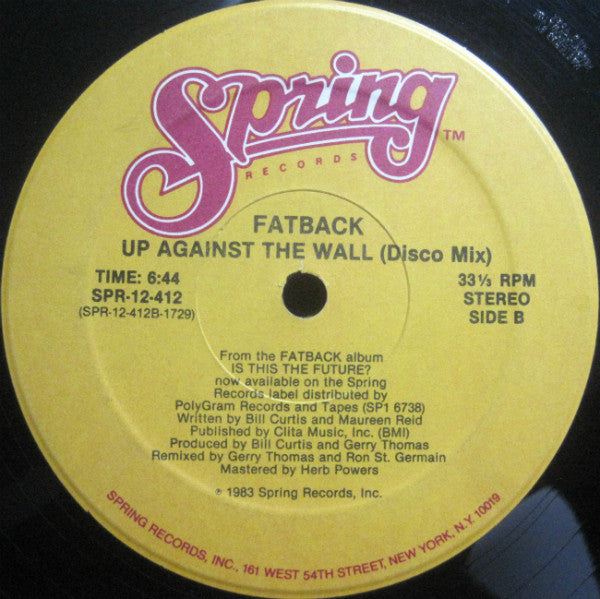The Fatback Band : Up Against The Wall (12")