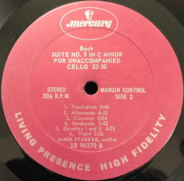 Bach*, Janos Starker : Suites For Solo Cello No.2 In D Minor No.5 In C Minor (LP)