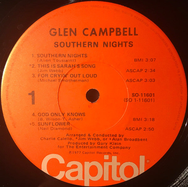 Glen Campbell : Southern Nights (LP, Album, Jac)