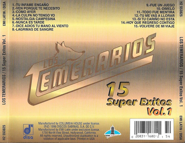 Los Temerarios (2) : 16 Super Exitos Vol.1 (CD, Comp, Club)