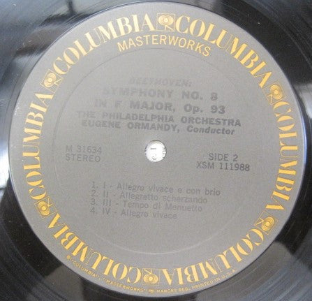 Ludwig Van Beethoven - Eugene Ormandy • The Philadelphia Orchestra : Fifth Symphony • Eighth Symphony (LP)