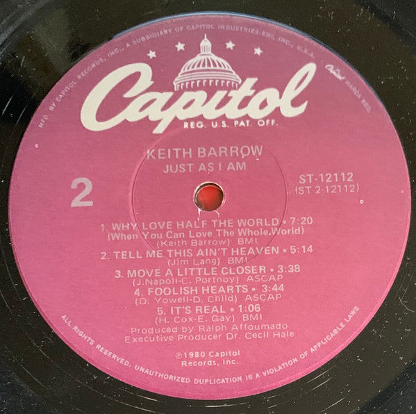 Keith Barrow : Just As I Am (LP, Album)