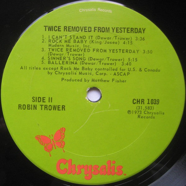 Robin Trower : Twice Removed From Yesterday (LP, Album, San)