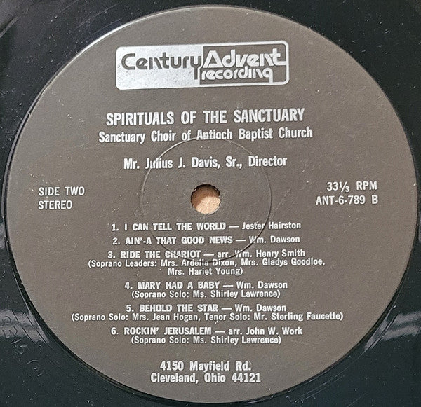 The Sanctuary Choir Of The Antioch Baptist Church : Spirituals Of The Sanctuary (LP)