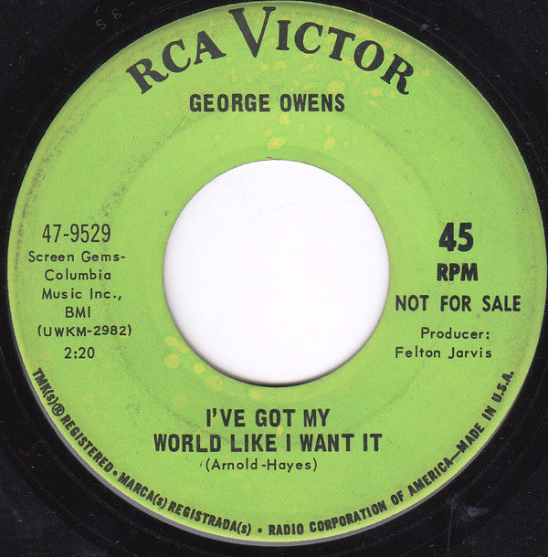 George Owens : I'm The Mail She's Waiting For (7", Promo)