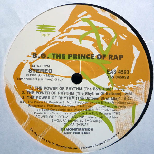 B.G. The Prince Of Rap : The Power Of Rhythm (12", Promo)