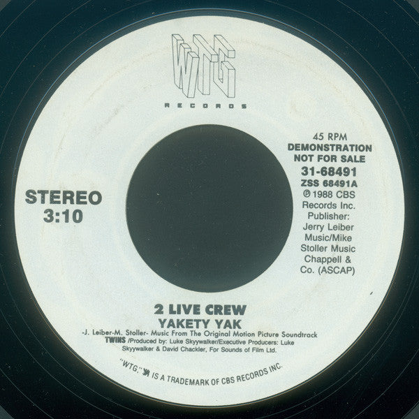 2 Live Crew* : Yakety Yak (7", Promo)