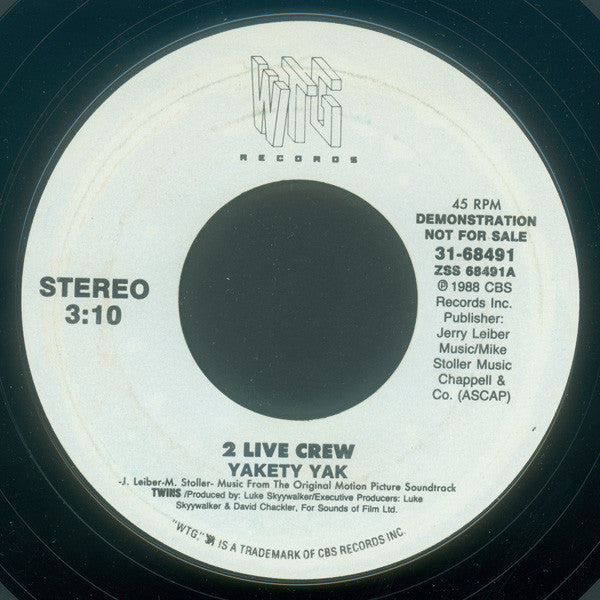 2 Live Crew* : Yakety Yak (7", Promo)