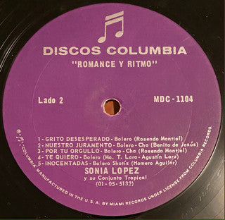 Sonia López : Romance Y Ritmo Con Sonia Lopez (LP, Album)