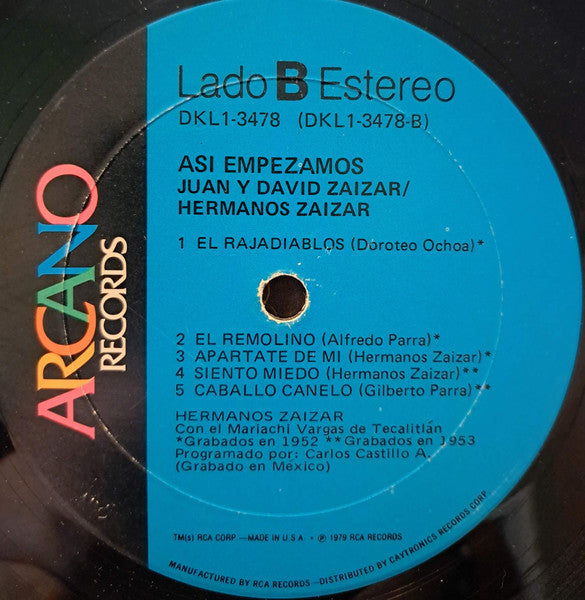 Hermanos Záizar : Así Empezamos (LP, Comp, Mono)