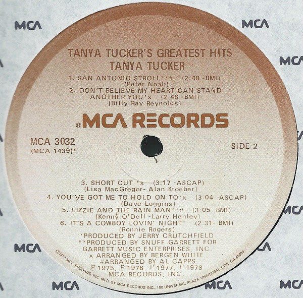 Tanya Tucker : Tanya Tucker's Greatest Hits (LP, Comp, Glo)