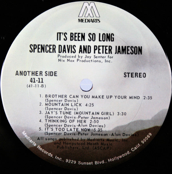 Spencer Davis And Peter Jameson : It's Been So Long (LP, Album, Ter)