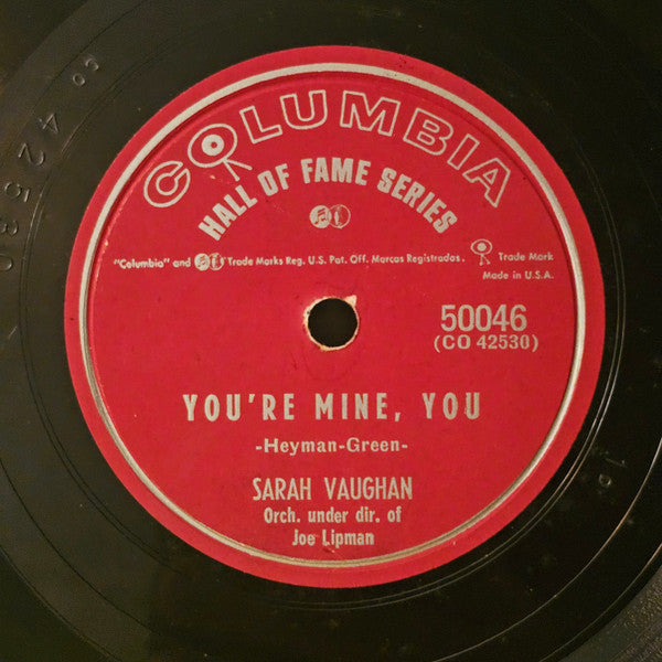 Sarah Vaughan : The Nearness Of You / You're Mine, You (Shellac, 10", RE)