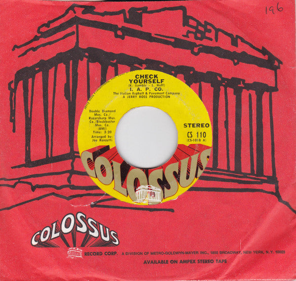 The Italian Asphalt & Pavement Co.* : Check Yourself / The Sky's The Limit (7", Single)