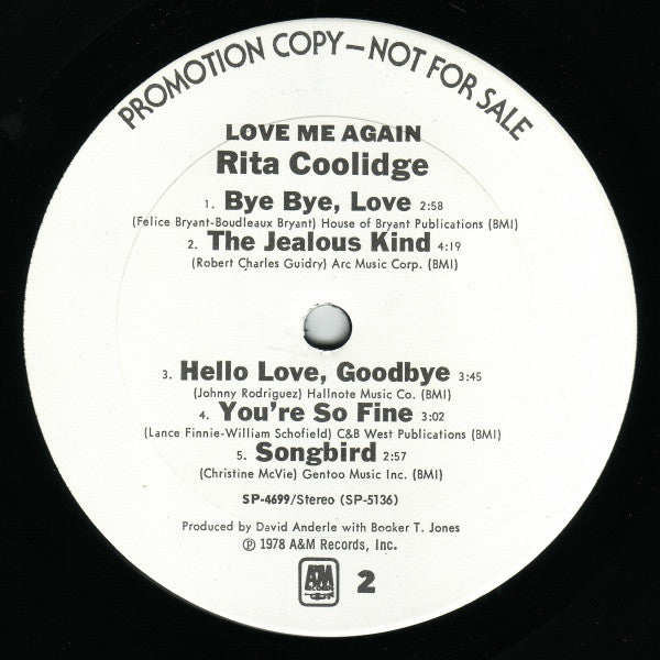 Rita Coolidge : Love Me Again (LP, Album, Promo, Ter)
