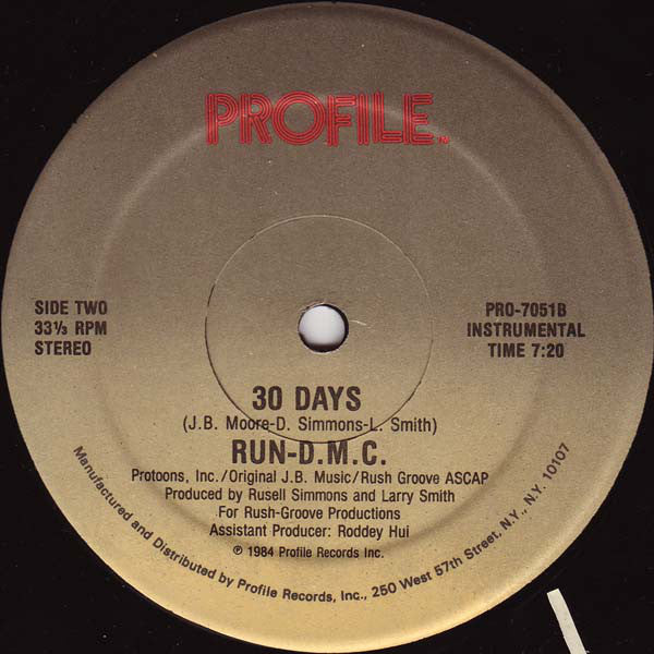 Run-DMC : 30 Days (12", Single)