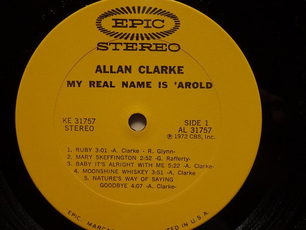 Allan Clarke : My Real Name Is 'arold (LP, Album, San)