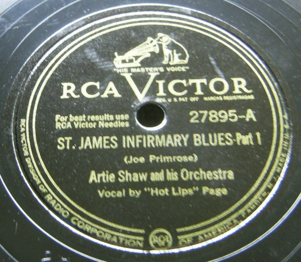 Artie Shaw And His Orchestra : St. James Infirmary Blues (Shellac, 10", RP, Cam)