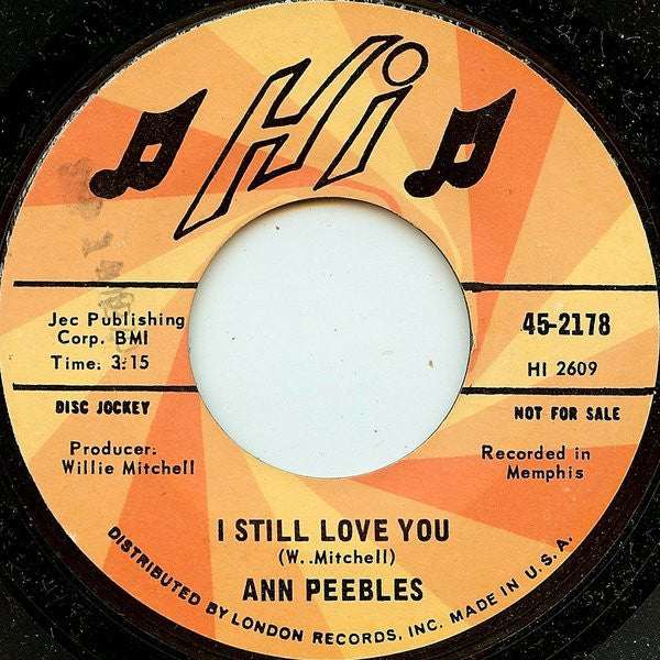 Ann Peebles : Part Time Love / I Still Love You (7", Single, Promo, Styrene, She)