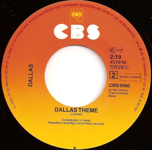 Dallas (11) : Générique Du Feuilleton TV (7")