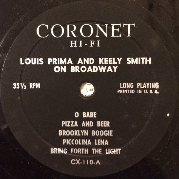 Louis Prima & Keely Smith : Louis Prima & Keeley Smith On Broadway (LP, Album, Mono)