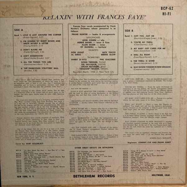 Frances Faye : Relaxin With Frances Faye (LP, Album)
