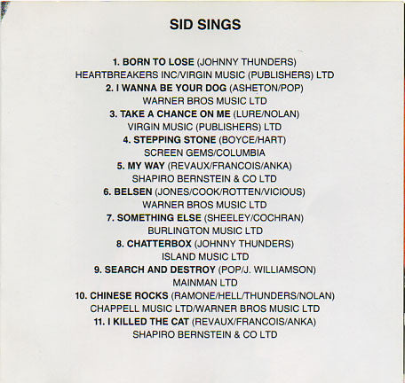 Sid Vicious : Sid Sings (CD, Album, RE)