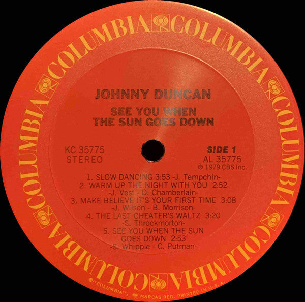 Johnny Duncan (3) : See You When The Sun Goes Down (LP, Album, Ter)