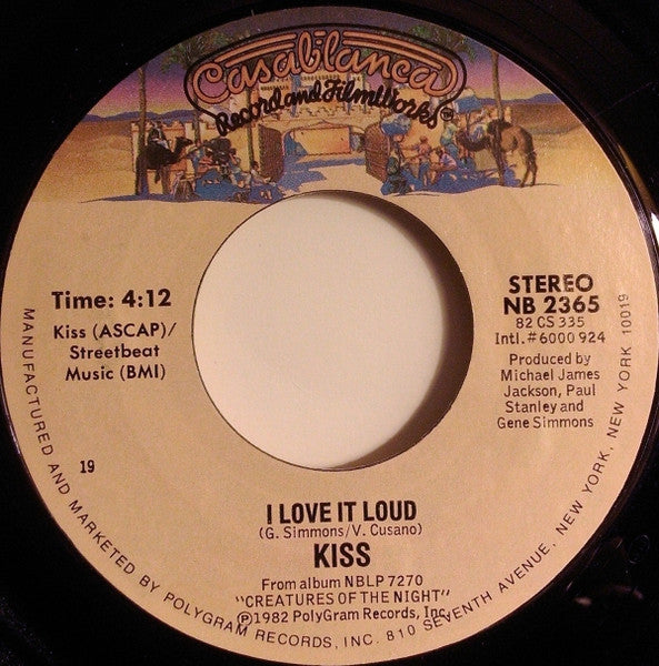 Kiss : I Love It Loud (7", Single, Styrene)