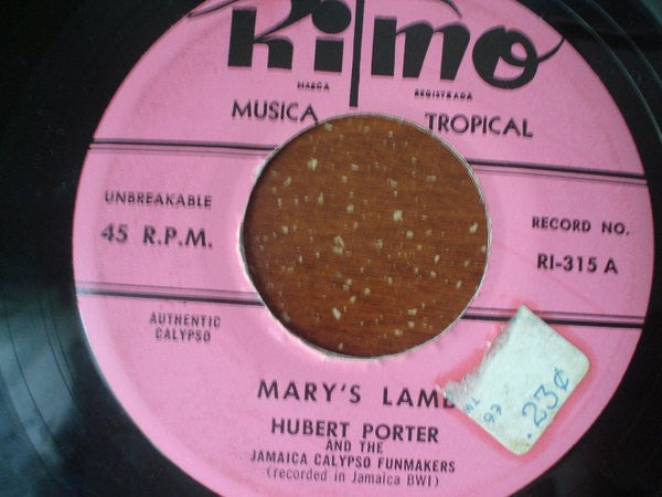 Hubert Porter And The Jamaica Calypso Funmakers : Mary's Lamb (7")