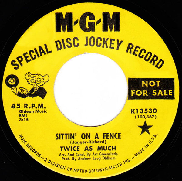 Twice As Much : Sittin' On A Fence (7", Single, Promo)