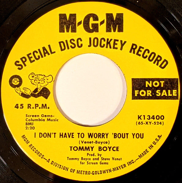 Tommy Boyce : Pretty Thing (You're Out Of Sight) / I Don't Have To Worry 'Bout You (7", Promo)