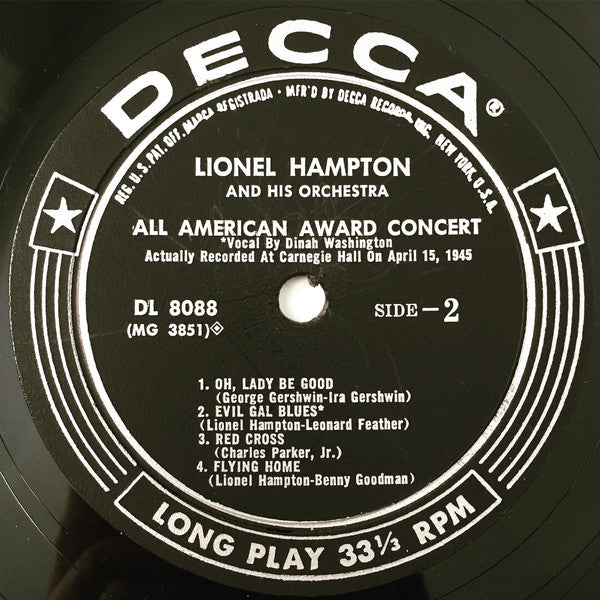 Lionel Hampton And His Orchestra : All American Award Concert (LP, Album, Mono)