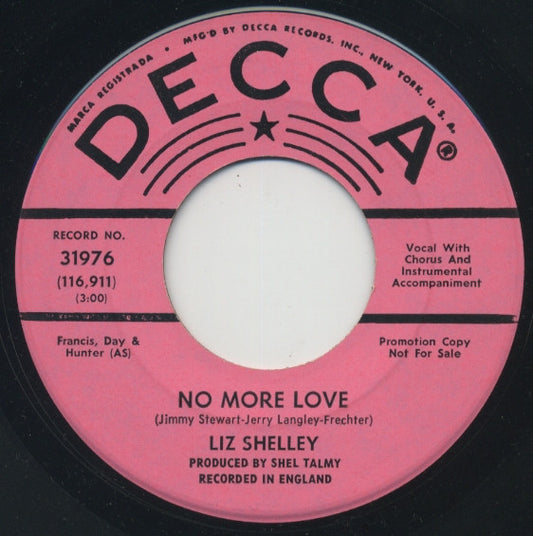 Liz Shelley : No More Love / I Can't Find You (7", Single, Promo)