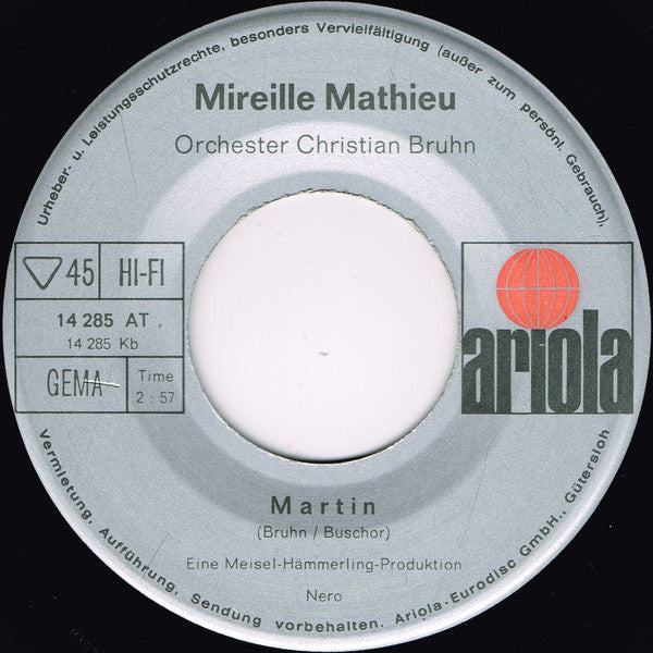 Mireille Mathieu : Hinter Den Kulissen Von Paris / Martin (7", Single, Mono)